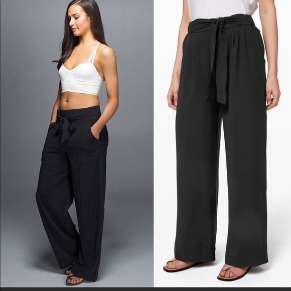 lululemon athletica Pants - Lululemon noir career wide leg tie waist career office black pants